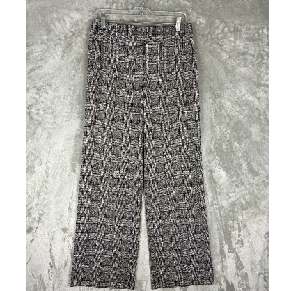 M&S Collection Grey Mix Plaid Wide Leg Trousers Regular Fit UK 10‎